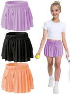 MODERN ASIR 3 Pack Girls Flowy Shorts with Spandex Liner 2-in-1 Youth Butterfly Skirts for Fitness, Running, Sports(Green 7-8years) - Grand Goldman