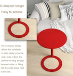 Modern C-Shaped Round Side Table for Living Room, Bedroom, and Office – Metal Coffee, and Bedside Table(Red,18.9 * 18.9 * 27.2in)
