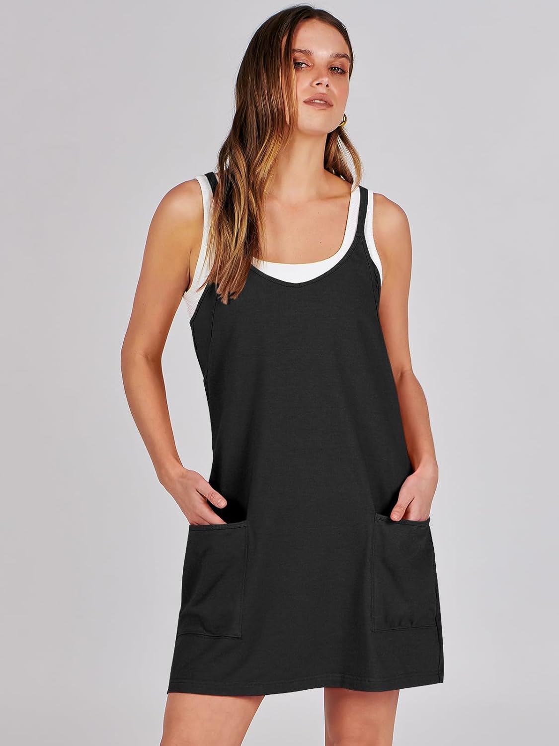 ANRABESS Women Athletic Dress Summer Tennis Workout Active Sports Mini Romper Dress Built in Shorts Travel Vacation Clothes