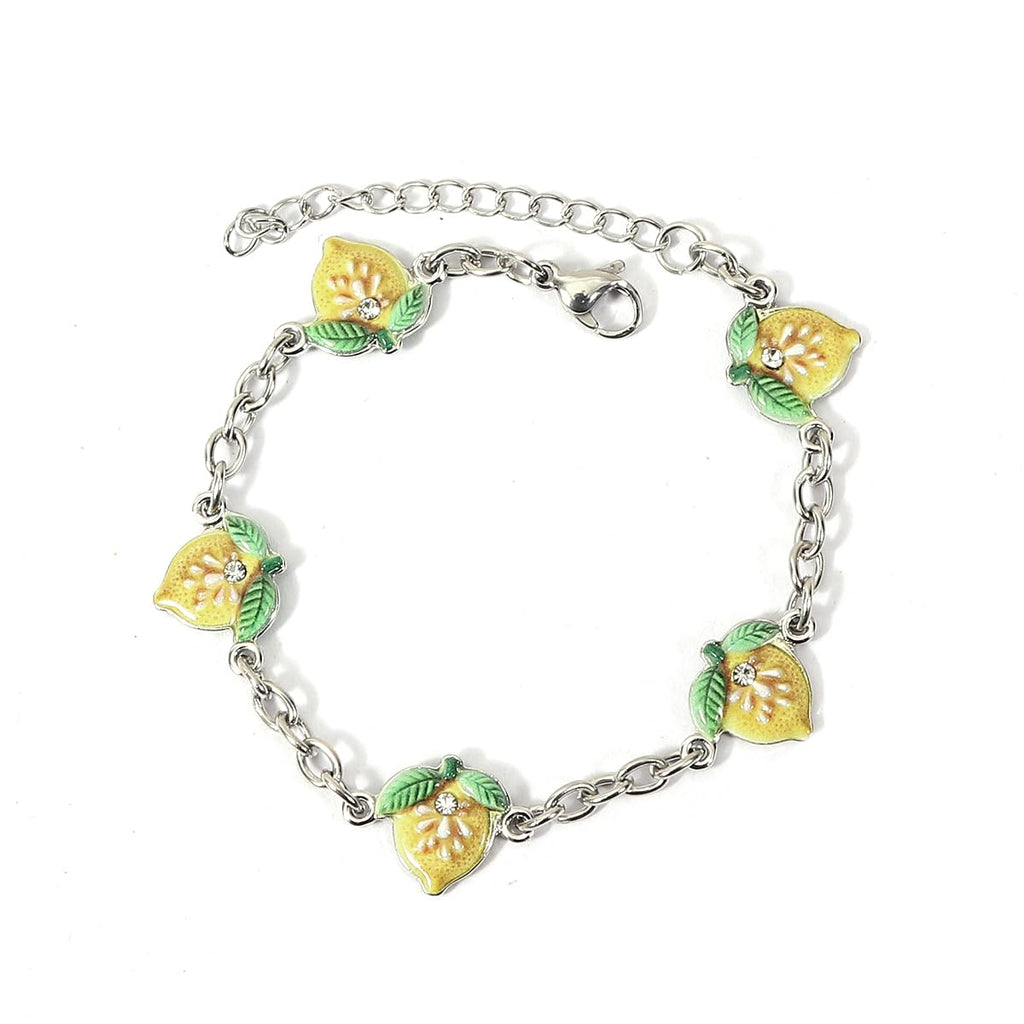 Dainty Fruit, Flower Charm Bracelet for Women Friendship Adjustable Link Chain Bracelet