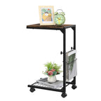 BTY C Shaped Side Table Adjustable Height End Table for Small Spaces C Table with Wheels Couch Table with Storage Laptop Side Table for Sofa Living Room Bedroom (Grey)