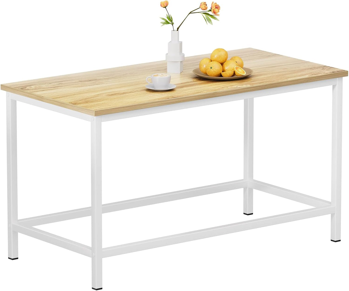 SAYGOER Small Rectangular Coffee Table Simple Modern Open Design Minimalist Center Table for Living Room Small Spaces, Easy Assembly, 31.5 x 15.7 x 17.7, Oak White