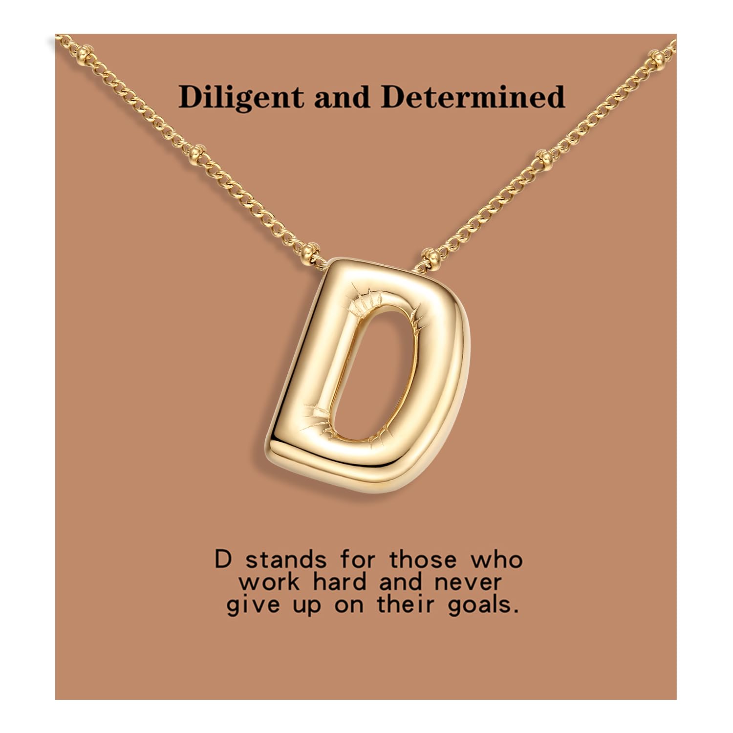 BOLAGTIER Bubble Letter Halskette Goldbeschichteter Ballon Anfangsbuchstabe Massiver Bubble Alphabet Anhänger Halskette Trendiger Schmuck Geschenk für Frauen (D, Gold)