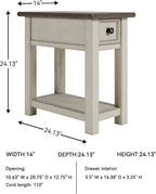 Signature Design by Ashley Bolanburg Farmhouse Chair Side End Table, Light Brown & Whitewash
