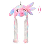 Animal Hat with Ears Moving Jumping Pop Up Beating Hat Plush Holiday Cosplay Dress Up Funny Gift for Kids