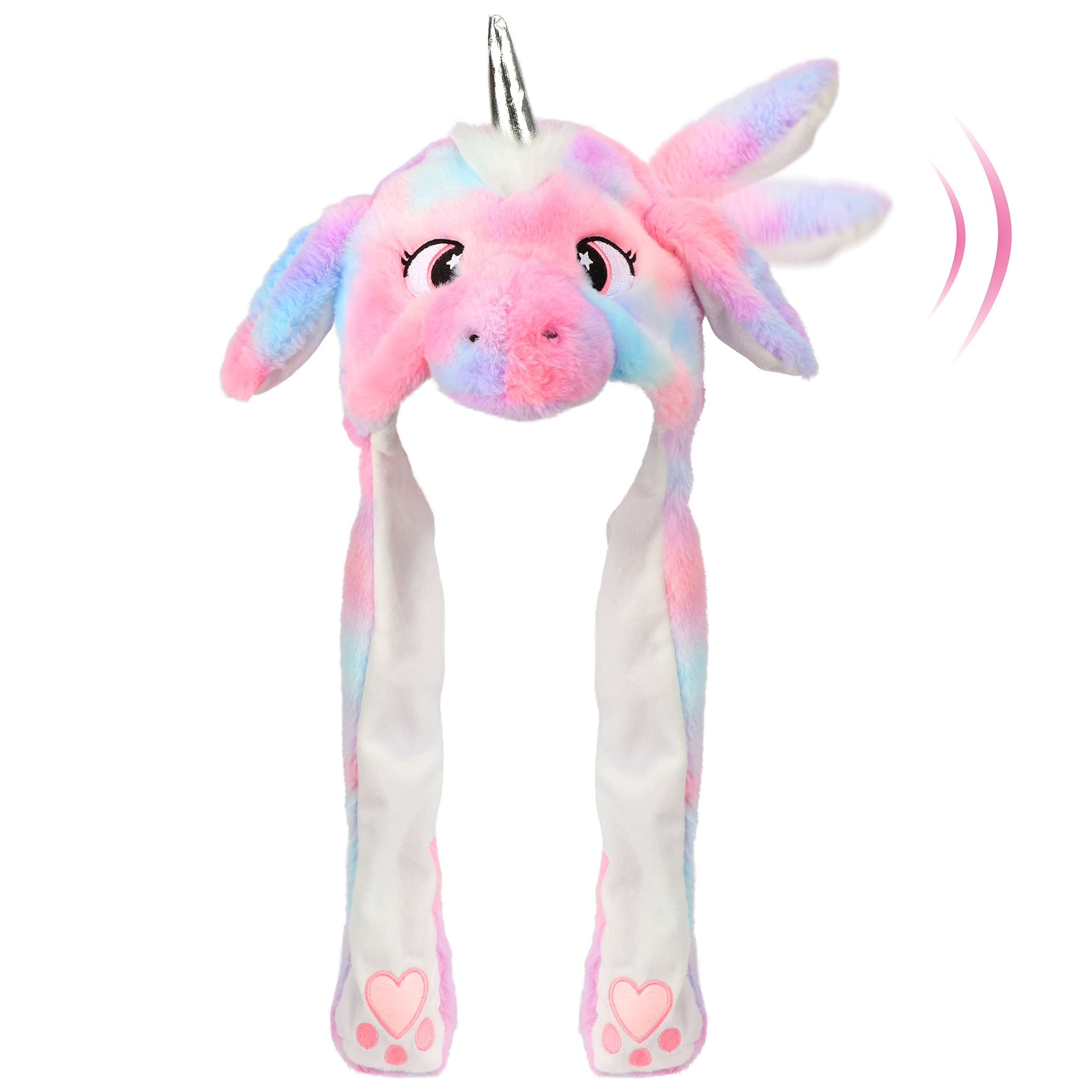 Animal Hat with Ears Moving Jumping Pop Up Beating Hat Plush Holiday Cosplay Dress Up Funny Gift for Kids
