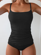 Eomenie Women's Swimsuit Tankini Tummy Control Bathing Suits Two Piece Full Coverage Slim Swim Suits with High Waisted Bottom