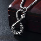 OIDIMS Infinity Ouroboros Serpent Snake Necklace for Men Women Stainless Steel Pendant Norse Talisman Hip Hop Gothic Animal Biker Punk Rope Chain Best Friend Jewelry Valentine's Day Gift Jewelry
