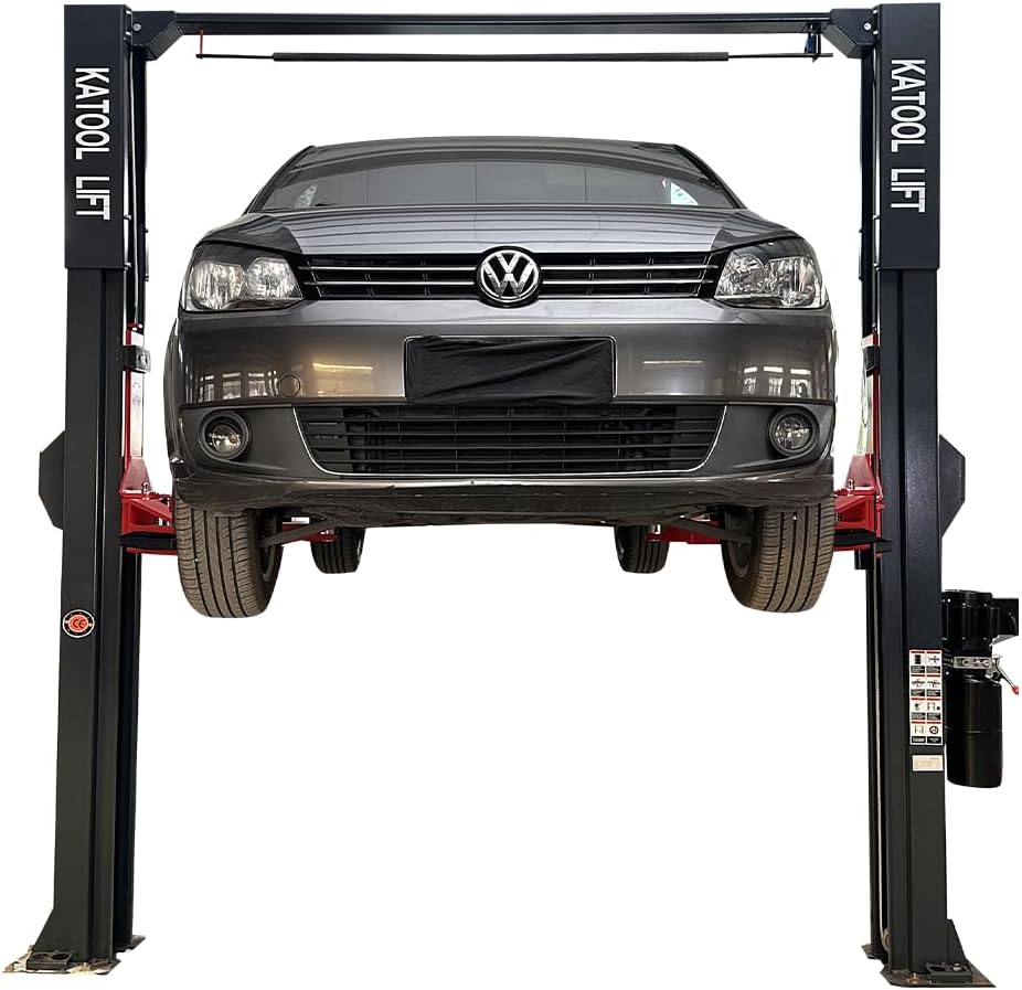 KATOOL 11000lbs Single Point Lock Release Direct Drive Two Post Lift Asymmetry Arm 3+2 Double S Design 2 Post Lift Auto Lift 2-Post Lift Clear Floor Car Lift