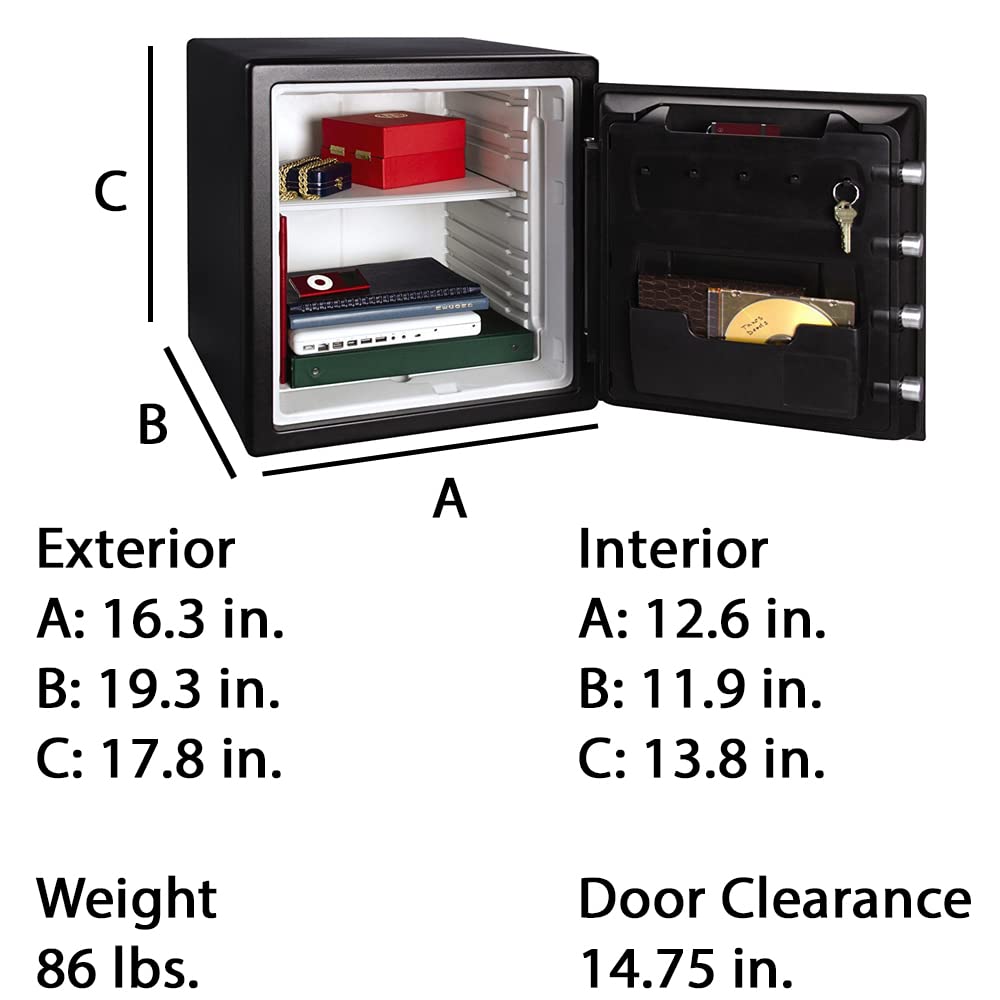 Caja fuerte ignífuga e impermeable SentrySafe SFW123ES con teclado digital, 1.23 pies cúbicos, negro