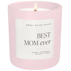 Sweet Water Decor, Best Mom Ever Candle - Sea Salt, Jasmine, Cream, and Wood Scented Soy Wax Candle for Mom - 9oz Clear Jar, 40 Hour Burn Time, Made in the USA