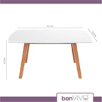 bonVIVO Small Coffee Table - Franz Designer Low Table w/Wooden Bamboo Frame for Sitting, Storage and Living Room Furniture for Men and Women - White