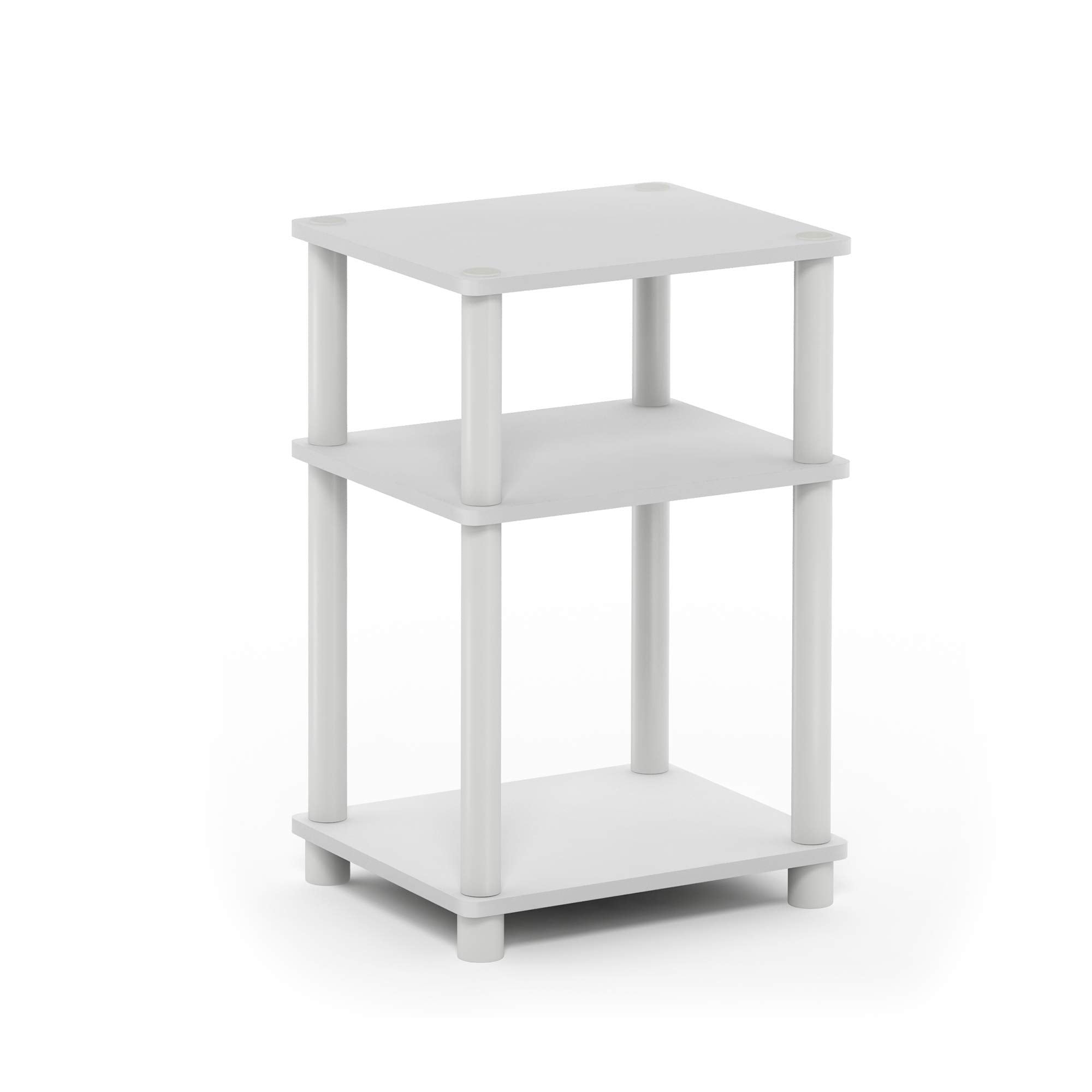 Furinno JUST Side Table, 3-Tier End Table, Open Shelves Night Stand, Bedside Table, Toolless Assembly, for Living Room, Bedroom, Bathroom, Americano
