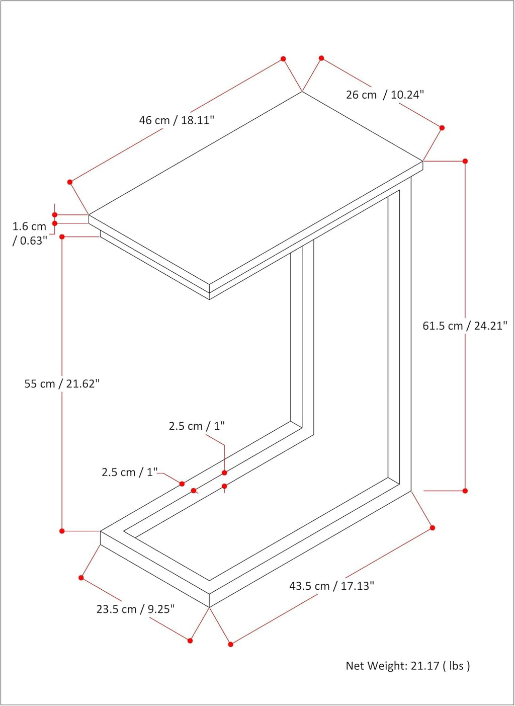 SIMPLIHOME Skyler 18-inch Wide Metal Table in White/Gold, C-Shaped Industrial-Style Side Table with Genuine Marble Top for Living Room, Bedroom, or Home Office