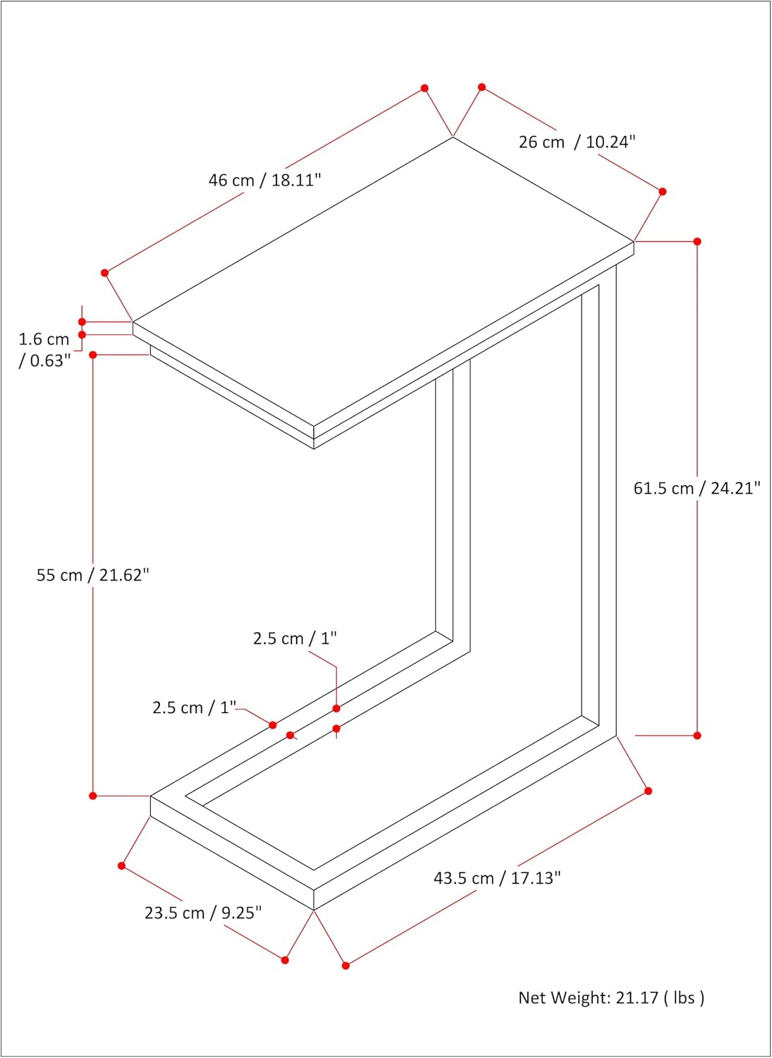 SIMPLIHOME Skyler 18-inch Wide Metal Table in White/Gold, C-Shaped Industrial-Style Side Table with Genuine Marble Top for Living Room, Bedroom, or Home Office