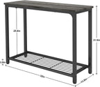 Ecoprsio Console Table Sofa Table with Mesh Shelves, 2 Tier Entryway Table Foyer Table for Entryway, Front Hall, Hallway, Sofa, Couch, Living Room, Coffee Bar, Kitchen, Grey, 32 Inch