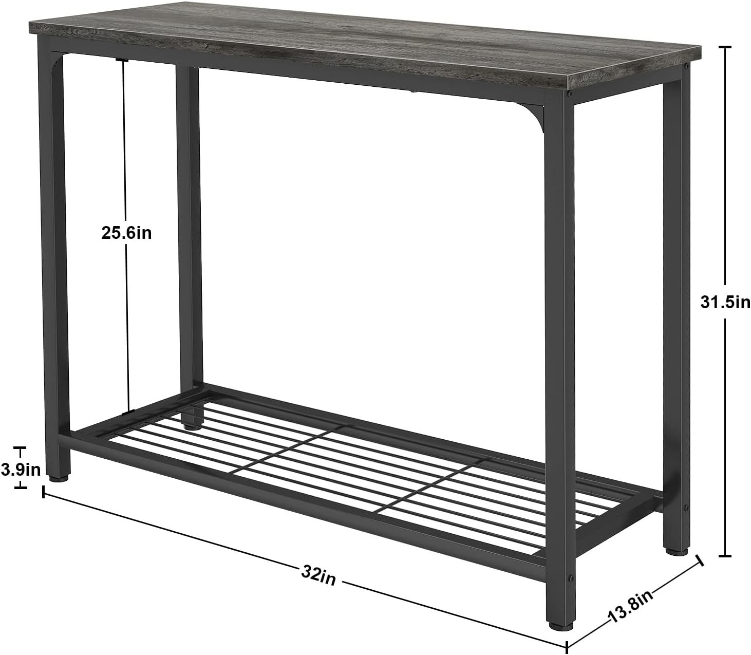 Ecoprsio Console Table Sofa Table with Mesh Shelves, 2 Tier Entryway Table Foyer Table for Entryway, Front Hall, Hallway, Sofa, Couch, Living Room, Coffee Bar, Kitchen, Grey, 32 Inch