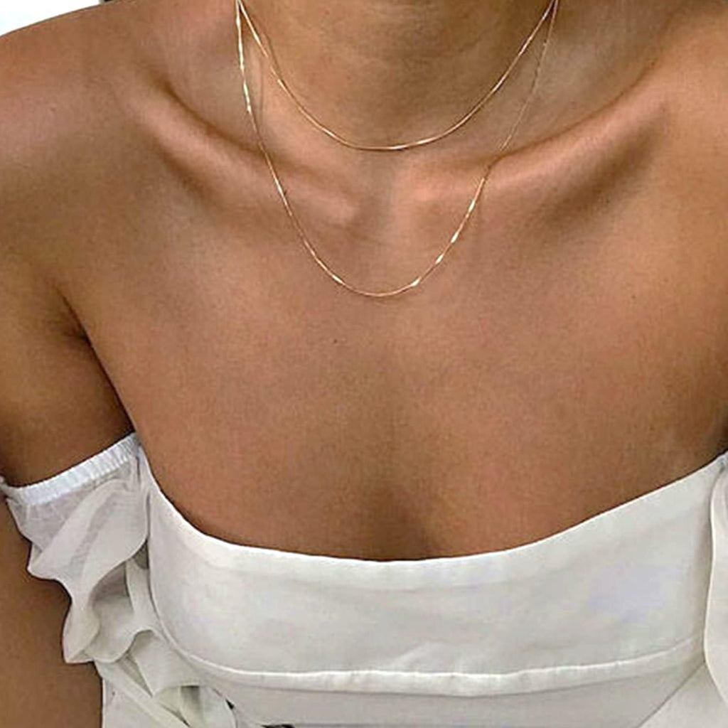 Colar de Corrente Caixa Espelhada de Ouro Maciço Real 10k da Jewelry Affairs, 0,6mm (20 Polegadas, Ouro Amarelo)