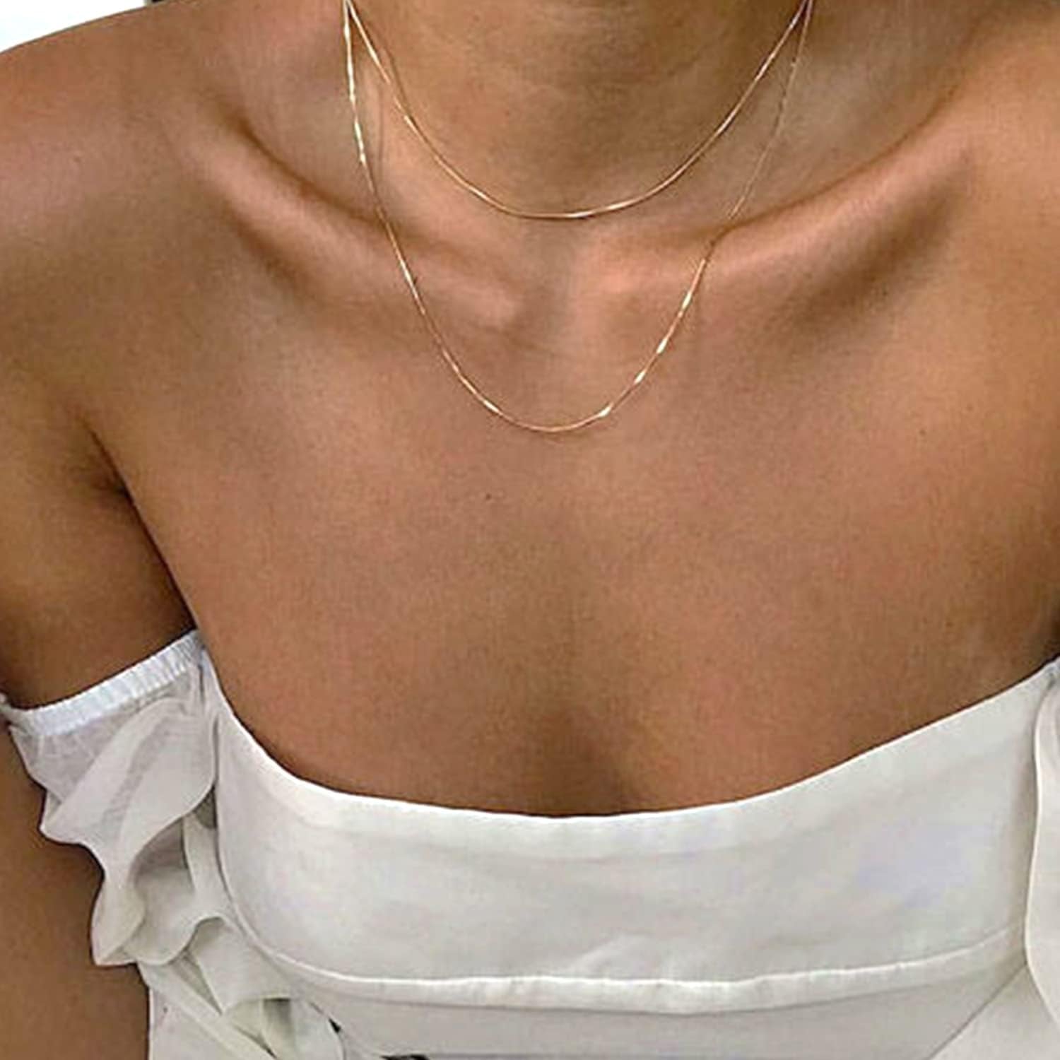 Colar de Corrente Caixa Espelhada de Ouro Maciço Real 10k da Jewelry Affairs, 0,6mm (20 Polegadas, Ouro Amarelo)