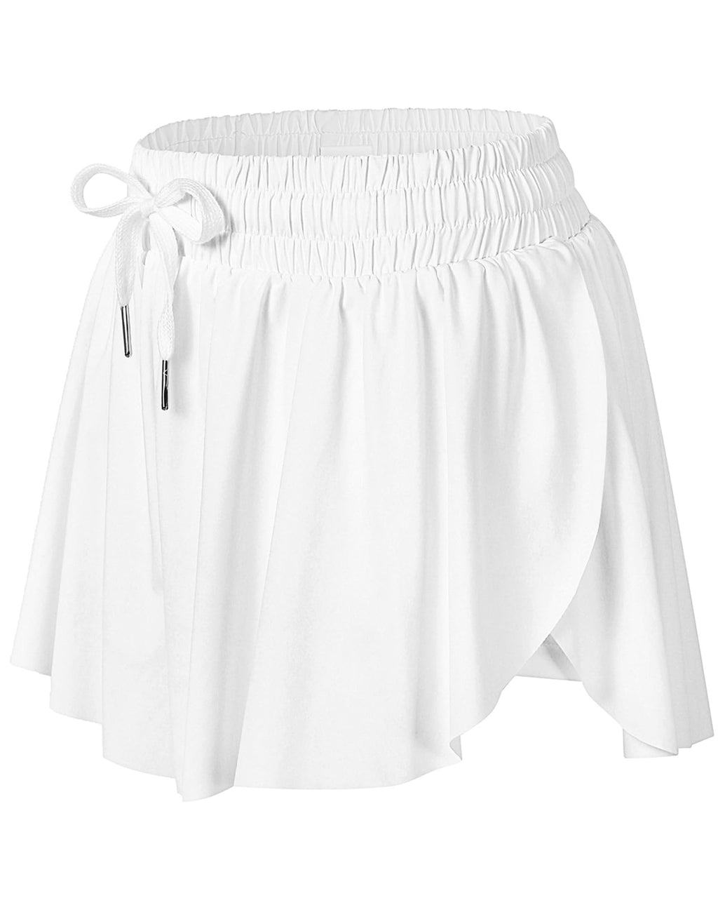 Wsirmet Flowy Shorts til kvinder Butterfly Shorts 2 i 1 atletiske trænings- og cykelshorts med lommer Hvid S