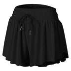 ECENOKL Flowy Athletic Shorts for Women Girls Butterfly Shorts Running Workout Gym Yoga Tennis Comfy Skort 2 in 1 Preppy Shorts with Pocket Cute Summer Clothes 011-Black-M