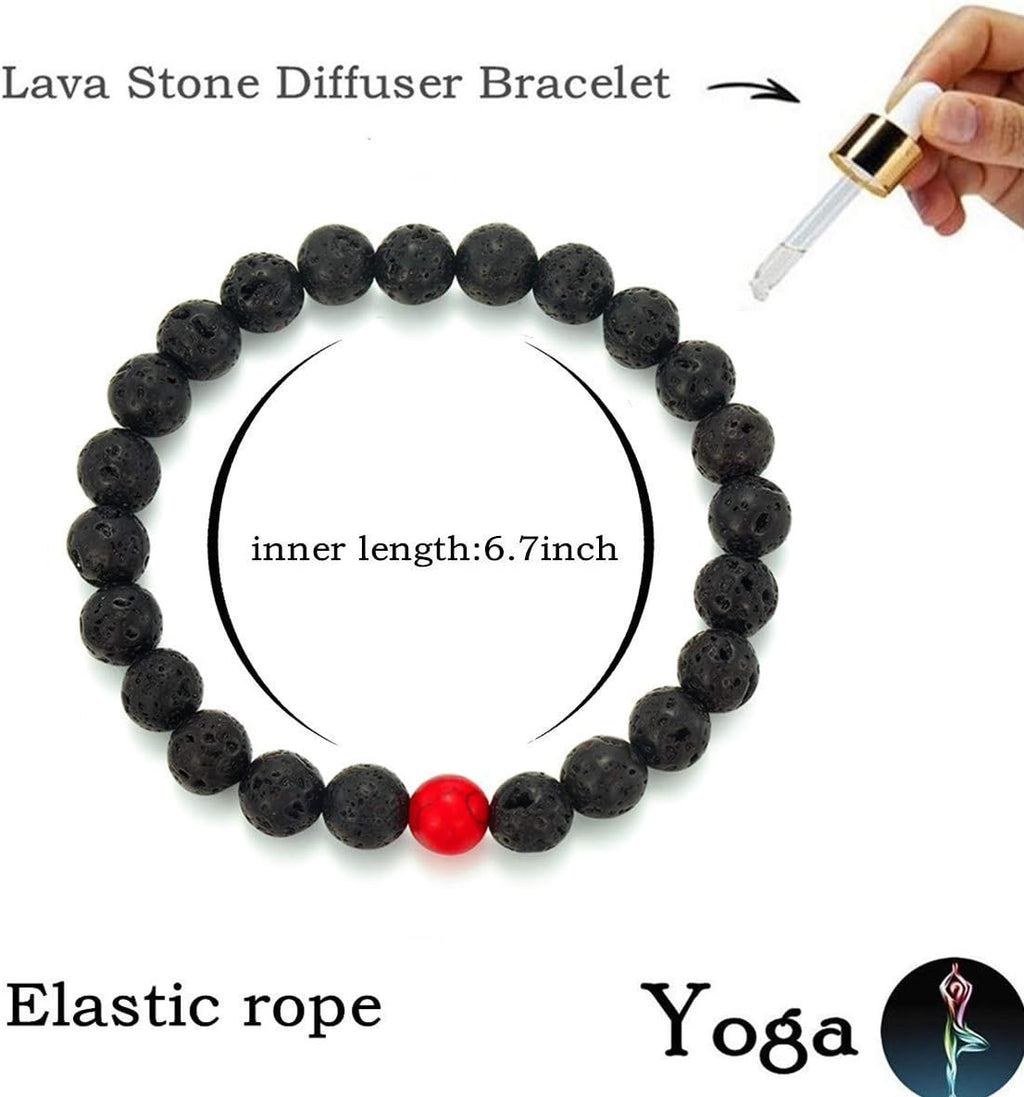 MengPa Mens Beaded Bracelets Couples Matching Bracelet Set Lava Rock Beads for Women Stone Jewelry