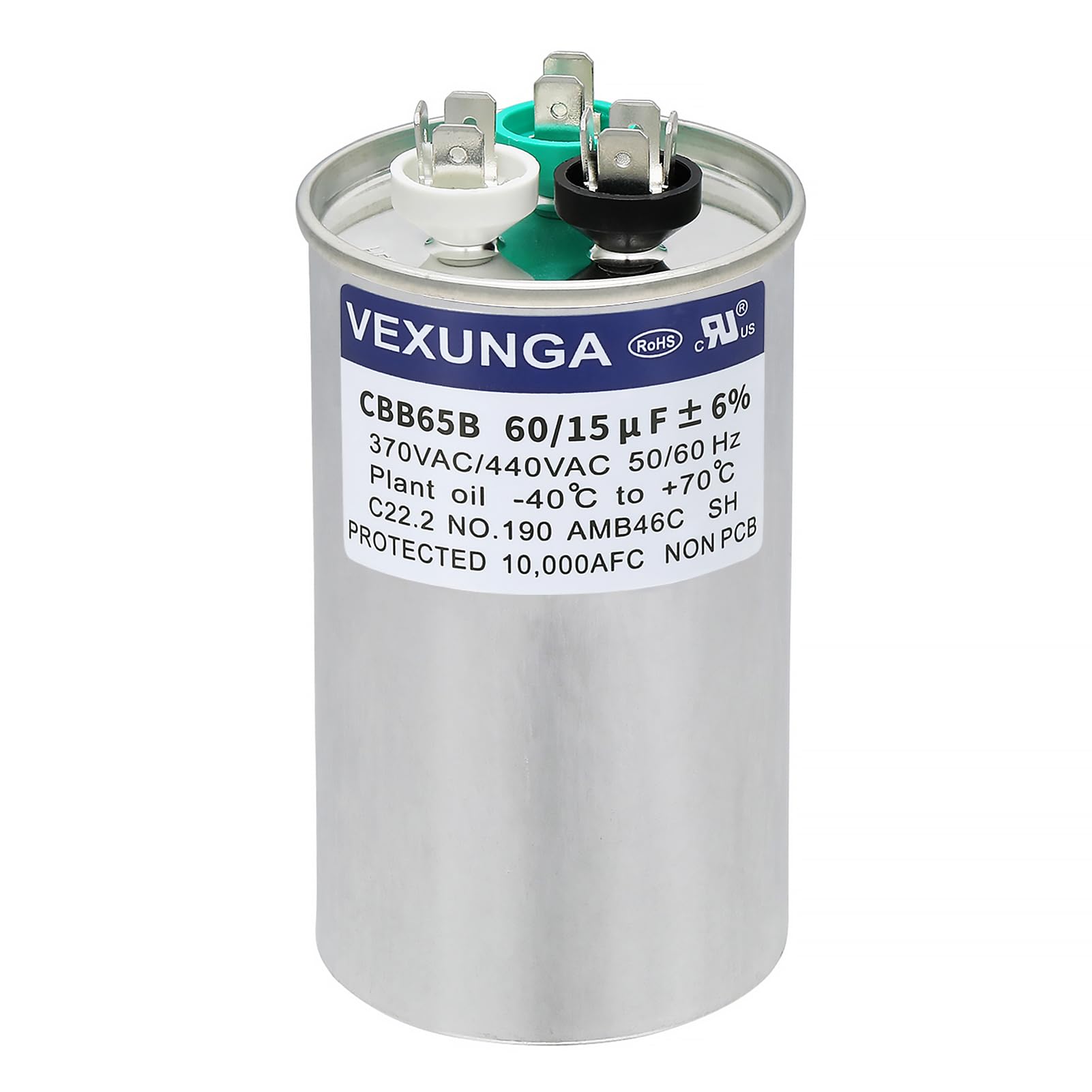 45/5 uF 45+5 MFD 370V or 440V Dual Run Start Round A/C Capacitor 45 5 uF 370 440 Volt VAC CBB65B Air Conditioner Capacitors for AC Unit Fan Motor Start or Heat Pump or Condenser Straight Cool