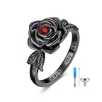 925 Sterling Silver Rose Flower Cremation Urn Ring Holds Loved Ones Ashes Cremation Keepsake Ring Jewelry Embellished with Crystals from Austria