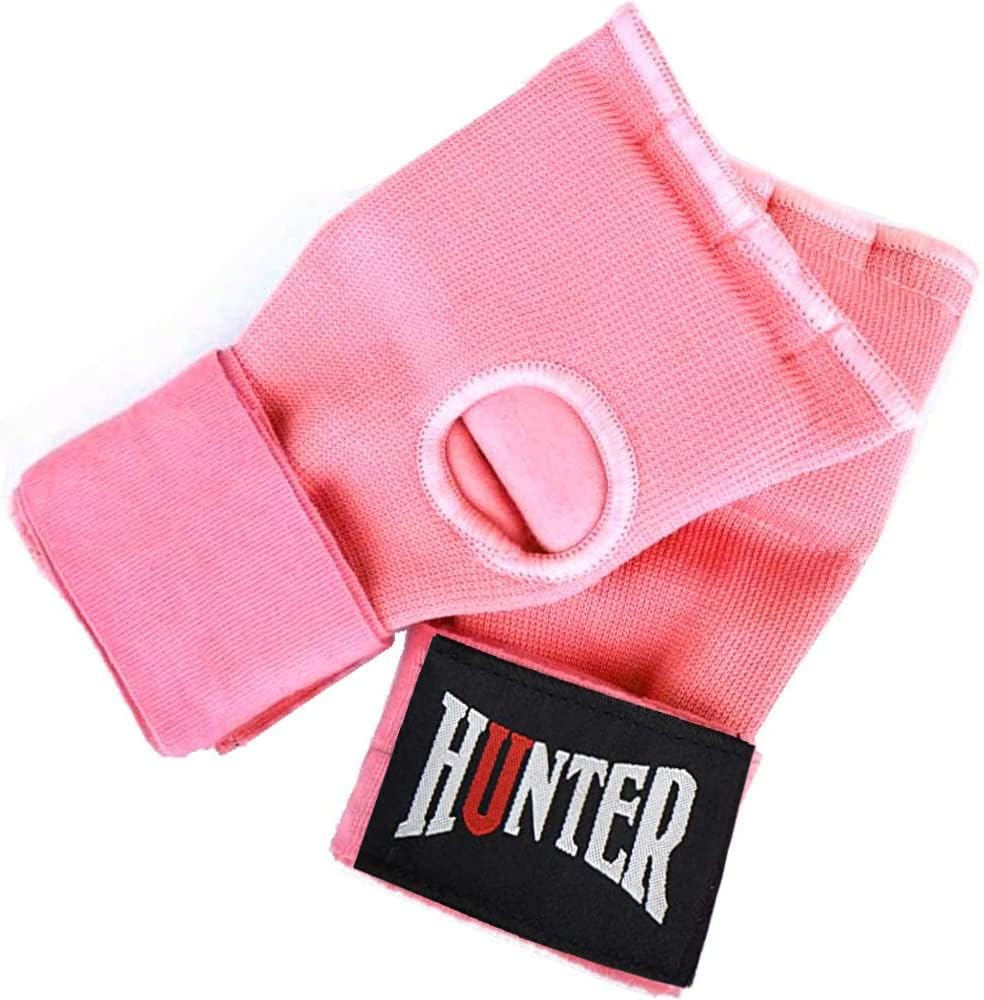 HUNTER Gel Padded Inner Gloves with Hand Wraps for Boxing, Quick Elastic Training Wraps for Men & Women, Muay Thai MMA Kickboxing Martial Arts Knuckle Wrist Protector (Pair)