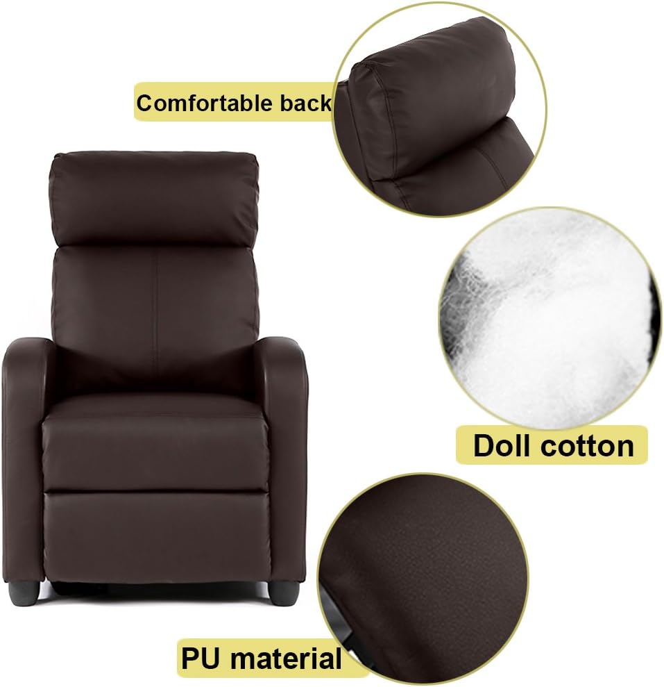 FDW Recliner Chair Reclining Sofa Leather Chair Home Theater Seating Lounge with Padded Seat Backrest