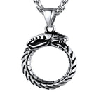 U7 Punk Chameleon/Eagle/Dragon/Hawk/Wolf Necklaces for Men Women, Retro Black Stainless Steel Animal Pendant Personalized Jewelry Gift Cool Necklace with 22 Inch Chain