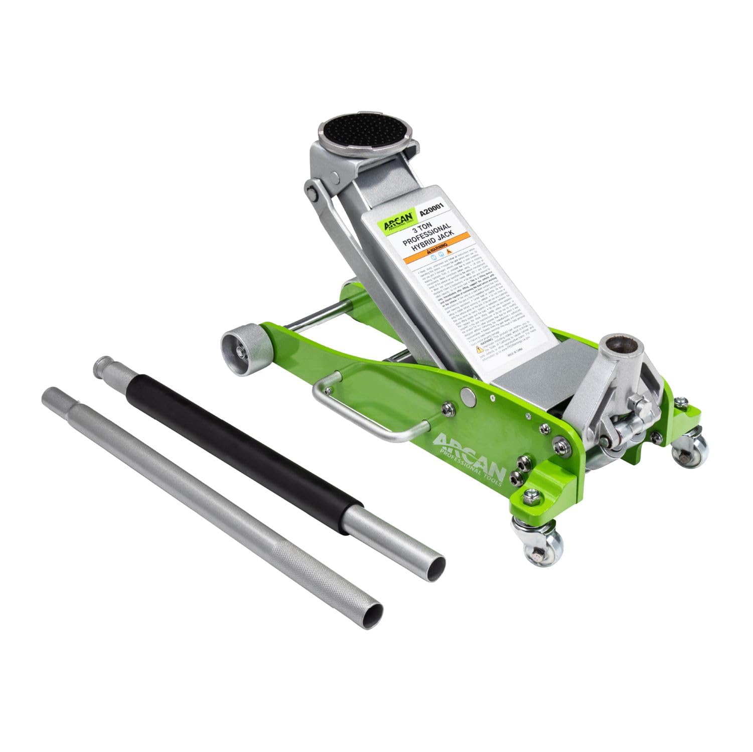 ARCAN Tools 3-Ton Quick Rise Aluminum Floor Jack with Dual Pump Pistons & Reinforced Lifting Arm (A20018_A20019)