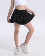KEREDA Pige Flydende Shorts, Sommerfugl Shorts til Teen Piger med Spandex Foring 2-i-1 til Løb, Fitness, Atletik, Træning 1 Pakke 9-10 År (Sort)