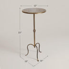 Metal Side Table, Martini Style Coffee Table Vintage Small Round Aceent Table 23inch for Living Room Bedroom Antique