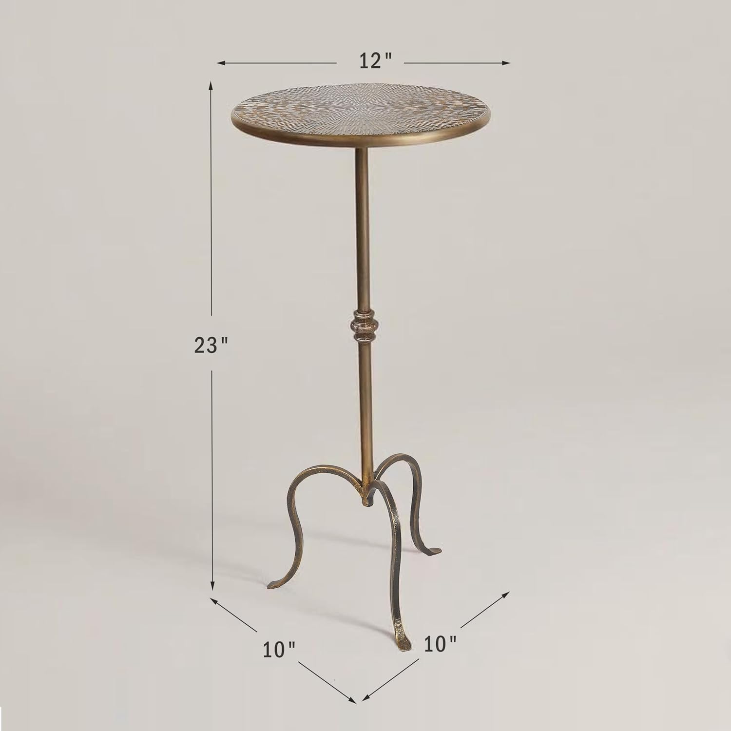 Metal Side Table, Martini Style Coffee Table Vintage Small Round Aceent Table 23inch for Living Room Bedroom Antique