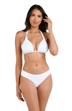 Haut de maillot de bain bikini à nouer au cou avec fronces Island Goddess standard pour femme La Blanca, blanc, 10