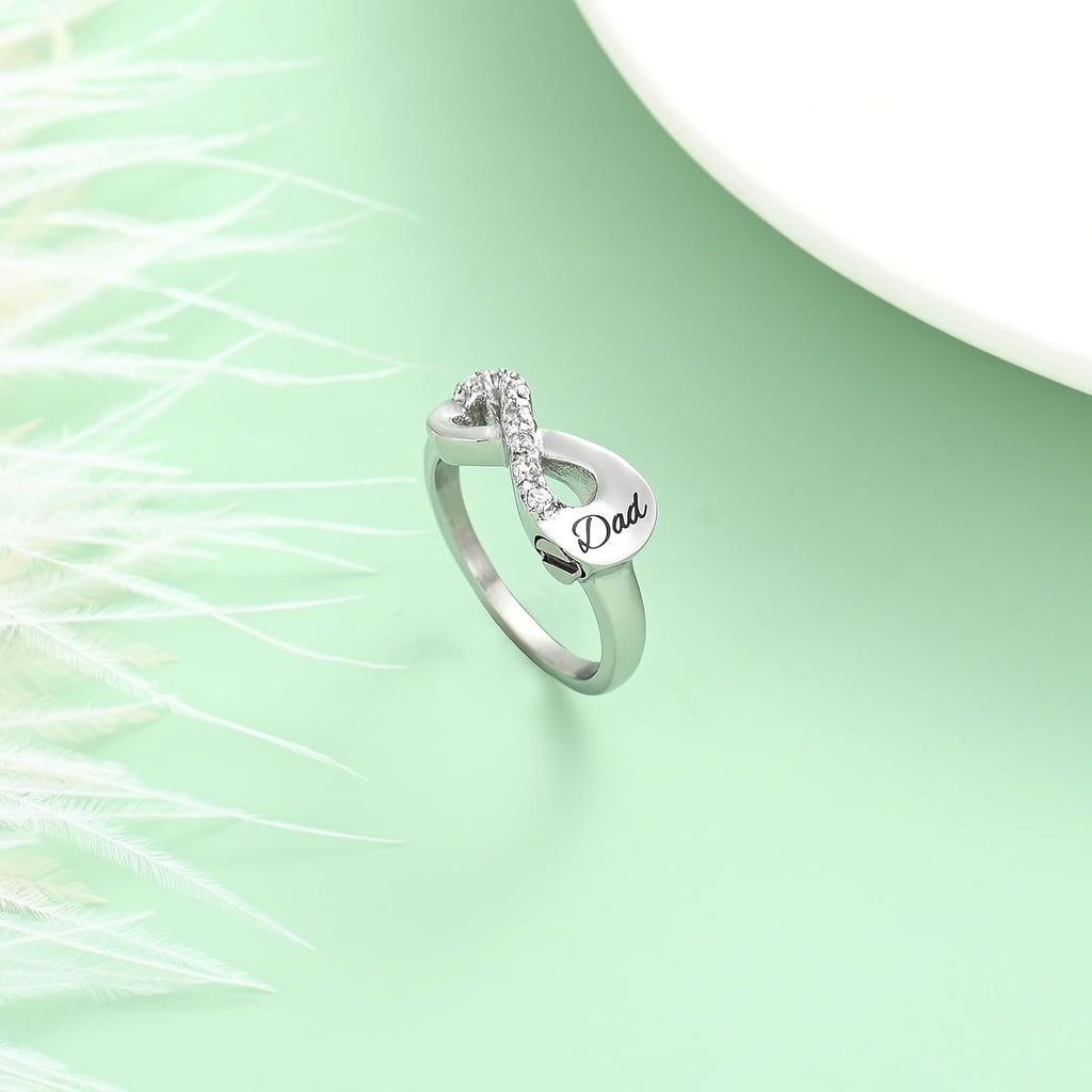 Yinplsmemory Cremation Jewelry Infinity Love Cremation Ring for Ashes Stainless Steel Hold Loved Ones Ash Keepsake Finger Ring Urn Locket Memorial Jewelry for Women
