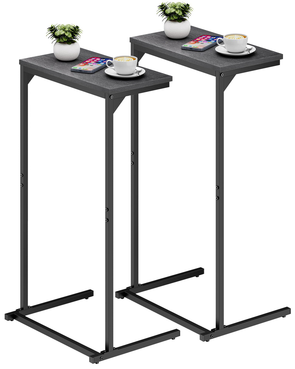 TUTOTAK C Shaped End Table, Tv Tray, Small Side Table, 28.7 inch Tall Couch Table, Tray Table, Sofa Table, Living Room, Bed Room, Brown TB01BB071