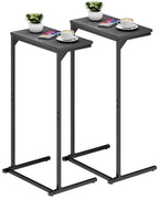 TUTOTAK C Shaped End Table, Tv Tray, Small Side Table, 28.7 inch Tall Couch Table, Tray Table, Sofa Table, Living Room, Bed Room, Brown TB01BB071