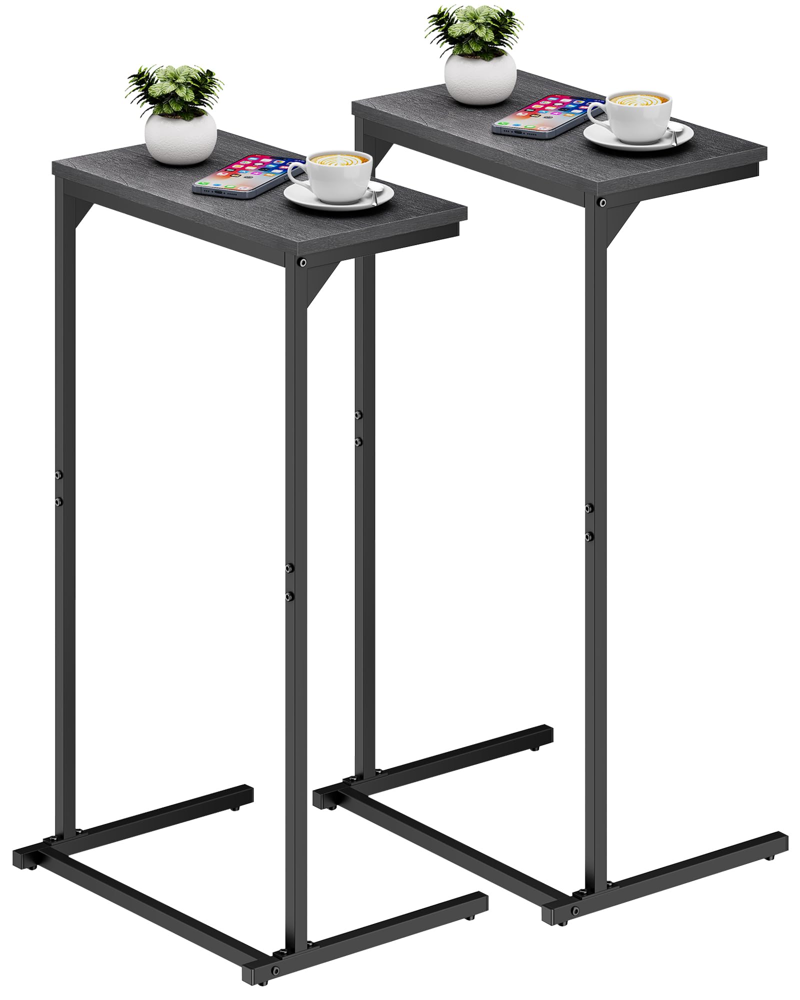 TUTOTAK C Shaped End Table, Tv Tray, Small Side Table, 28.7 inch Tall Couch Table, Tray Table, Sofa Table, Living Room, Bed Room, Brown TB01BB071