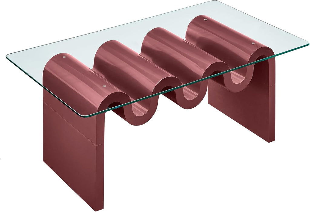 Modway Ondine Glass and Wood Coffee Table in Spiced Apple