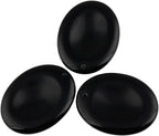 SUNYIK Top Drilled Oval Black Obsidian Tumbled Thumb Worry Stone Pendant Set for Jewelry Making Pack of 5, 1.7" x 1.3"
