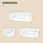 AVZEAR 3-Piece Living Room Sectional Sofa Set, Green Velvet Couch Upholstered Sofa Modern Sofa Couches Set Style Button Tufted, Velvet Chesterfield Sofa for Living Room Apartment, 1+2+3 Seat Green