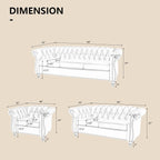 AVZEAR 3-Piece Living Room Sectional Sofa Set, Green Velvet Couch Upholstered Sofa Modern Sofa Couches Set Style Button Tufted, Velvet Chesterfield Sofa for Living Room Apartment, 1+2+3 Seat Green