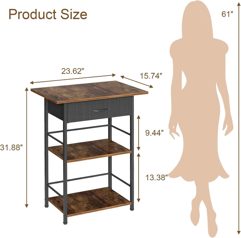 Mini Coffee Bar, 3-Tier Floor Standing Coffee Table with Drawer, Side Table for Living Room, Home Small Space, Kitchen, Office, Coffee Maker Table