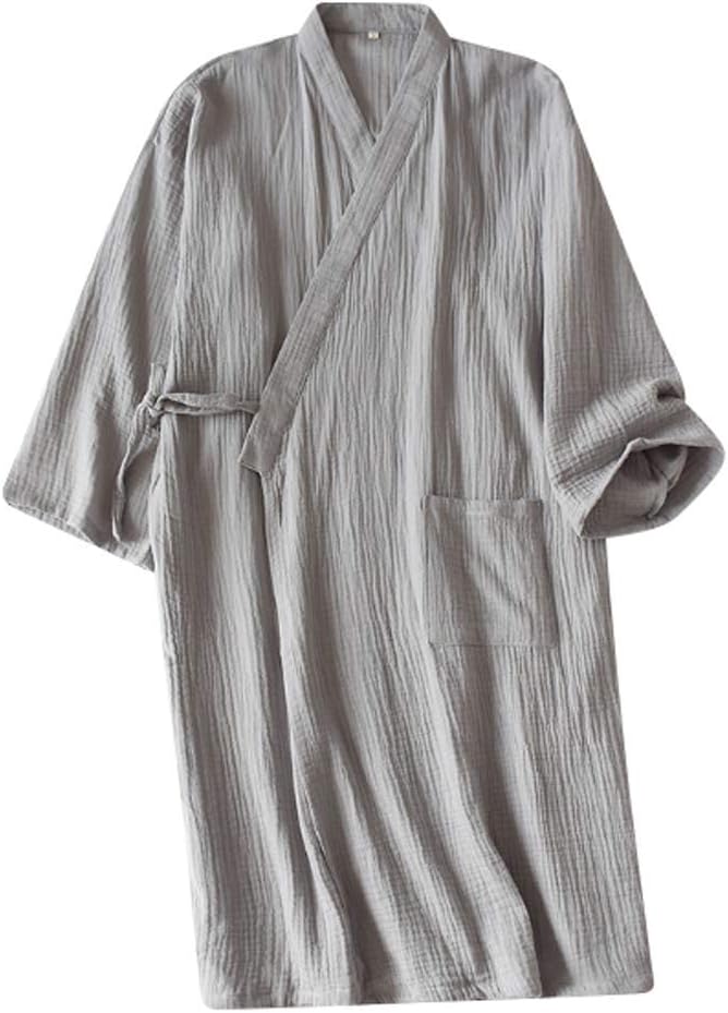 Cotton Kimono Robes with Pocket Waffle Japanese Style Yukata Kimono Pajamas Lightweight Plus Size Swimming Spa Bathrobe Knee Length Khan Steamed Clothing Wrap
