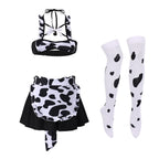 FYMNSI Women Sexy Milk Cow Lingerie Set Anime Maid Cosplay Costume Mini Bikini Bra Bodysuit with Bell Choker Stockings Outfit