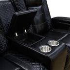 Power Recliner Sofa Set With LED, Leather Furniture Reclining Couch With USB Port/Storage/Cup Holder for Living Room Office Home (Sofa+Loveseat+Chair, Black)