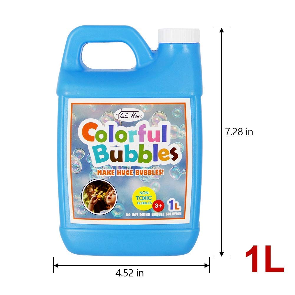 Lulu Home Konzentrierte Seifenblasenlösung, 1 L/33,8 OZ Nachfüllung für Seifenblasenmaschinen, Riesenseifenblasenstäbe und Gebläse - Bis zu 2,5 Gallonen für Kindergeburtstagsfeiern