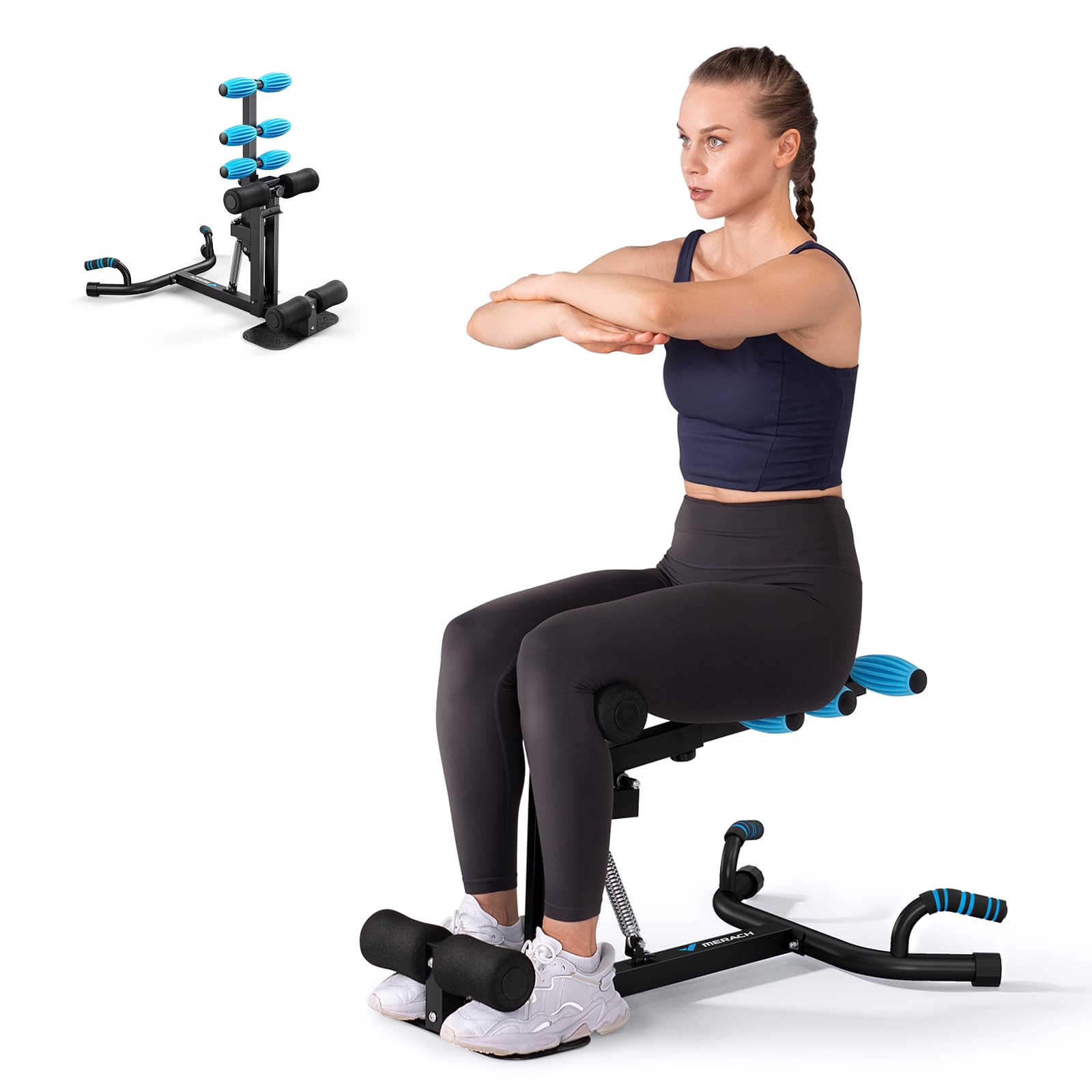 MERACH Deep Squat Machine for Women, Adjustable Glutes Trainer Machine, Core Leg Push Up Workout Machine for Home Gym